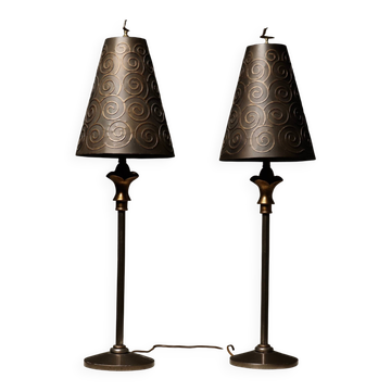 Impressive pair of table lamps by Lam Lee for Leeazanne, 1990s
