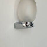 Vintage wall lamp, chrome and sandblasted glass, France 1970