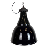 Industrial Black Enamel Bauhaus Pendant Lamp, 1930s