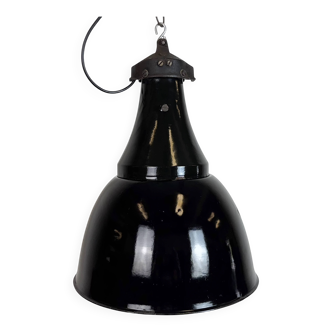 Industrial Black Enamel Bauhaus Pendant Lamp, 1930s