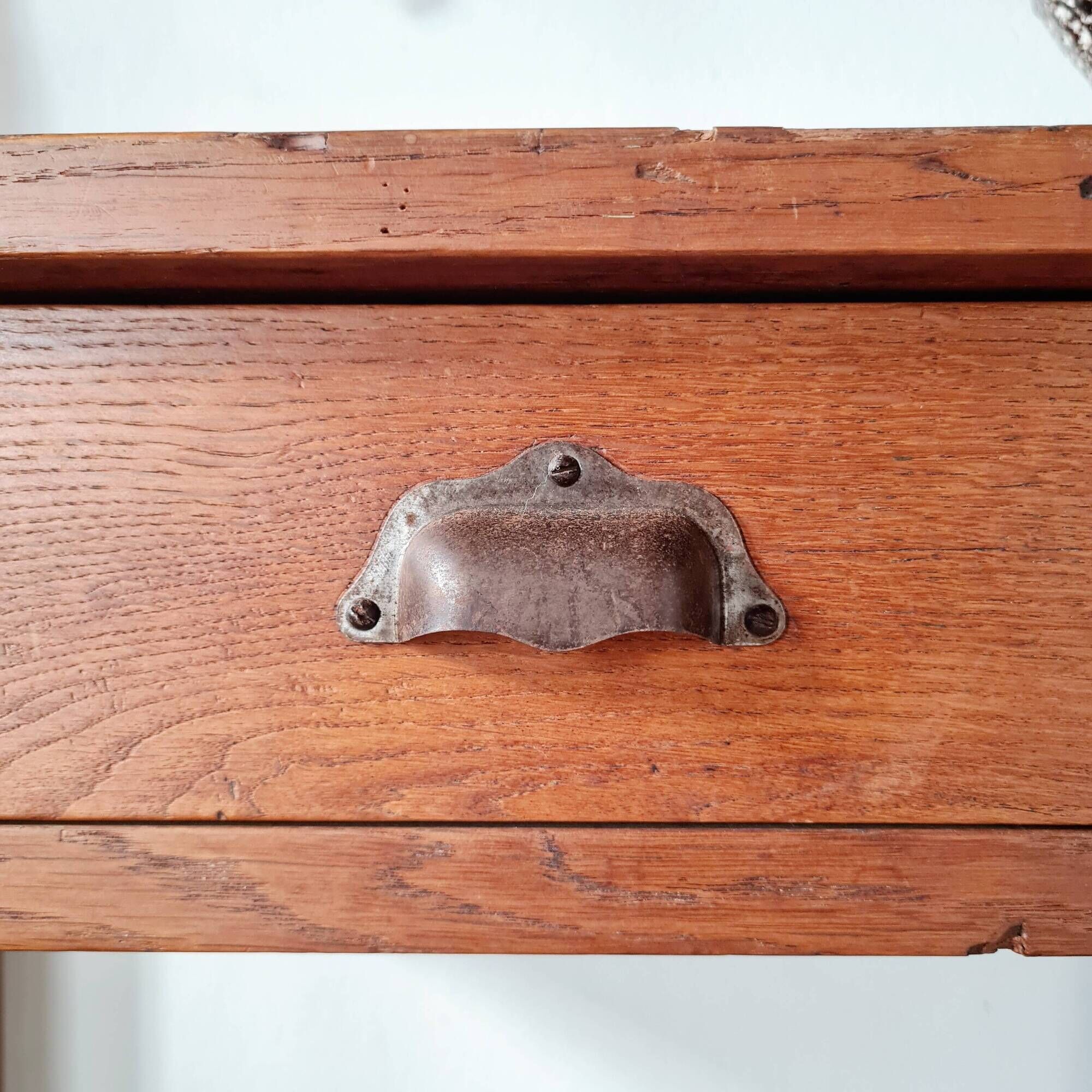 Solid wood table - vintage wooden desk with drawer