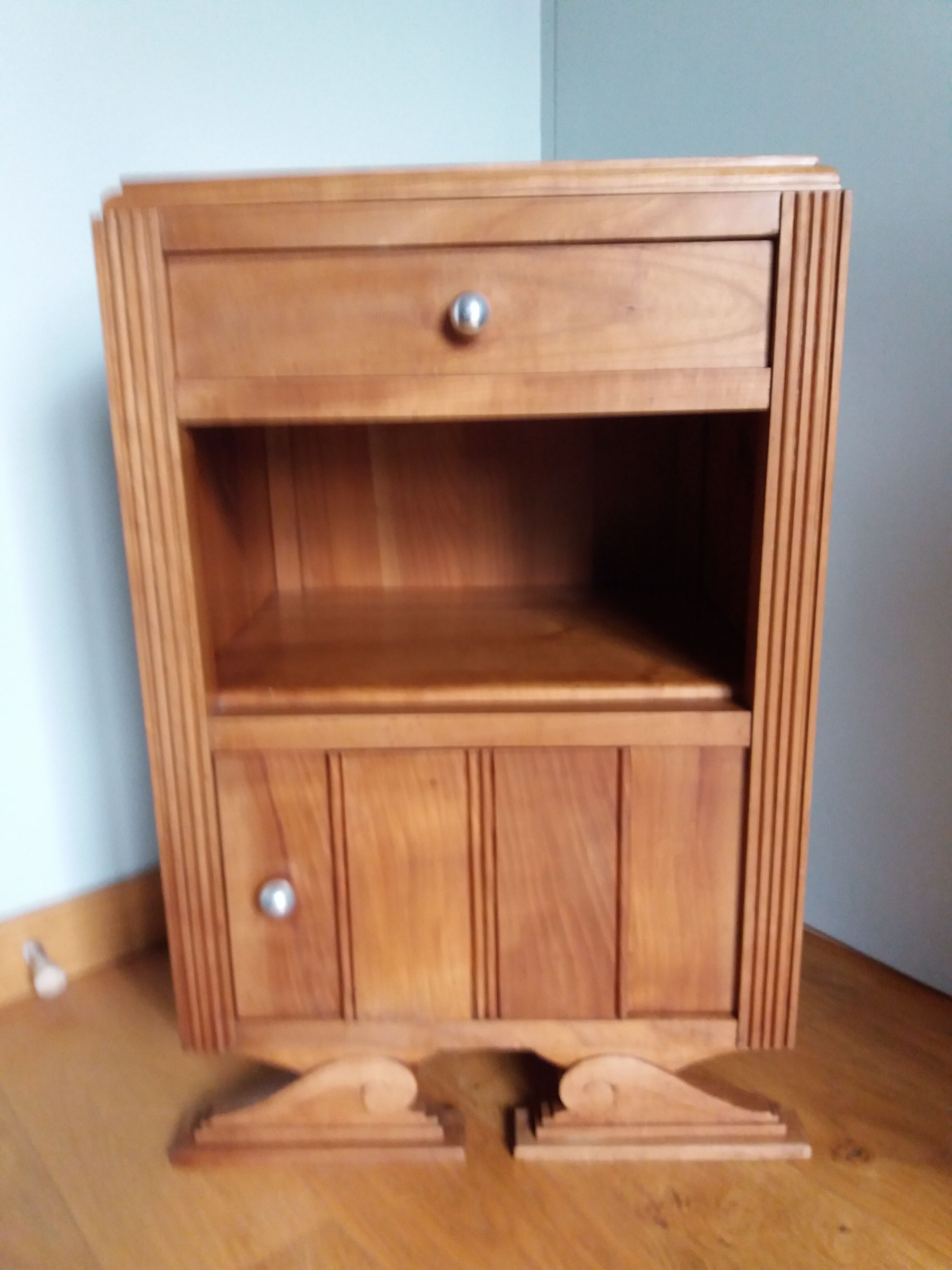 Art deco wooden bedside table