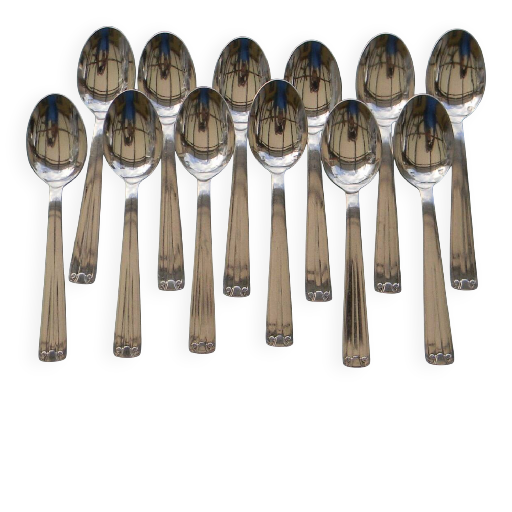 Set of 12 Art Deco silver-plated metal teaspoons. DIXI.