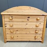Scandinavian pine wood chest of drawers, 1980s