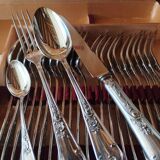 Cutlery set 49 pieces silver metal rocaille model St Médard