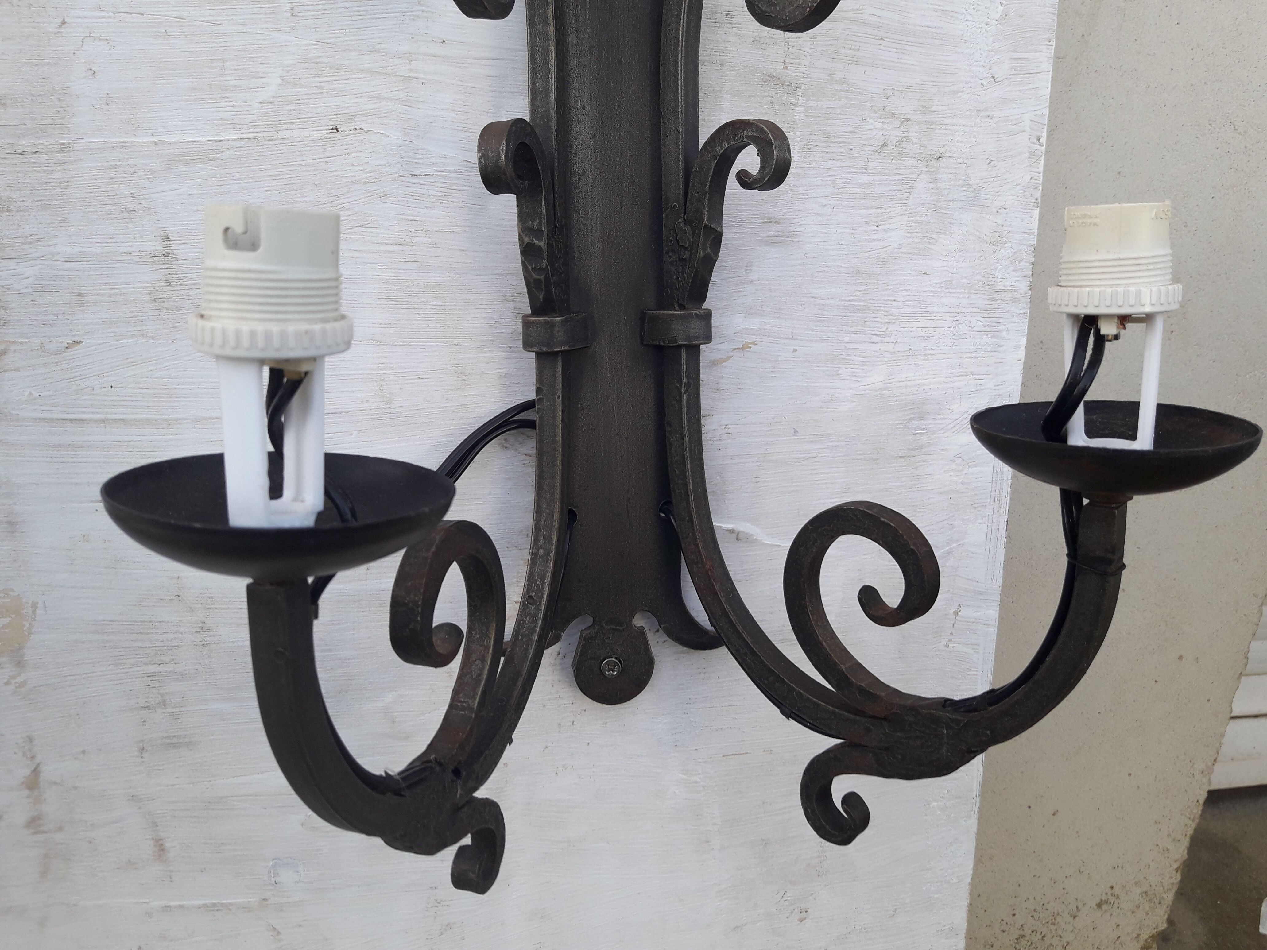Pair of wrought iron wall light