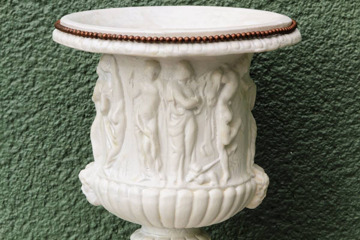 Pair of Medicis Borghese vases in porcelain biscuit and brass.