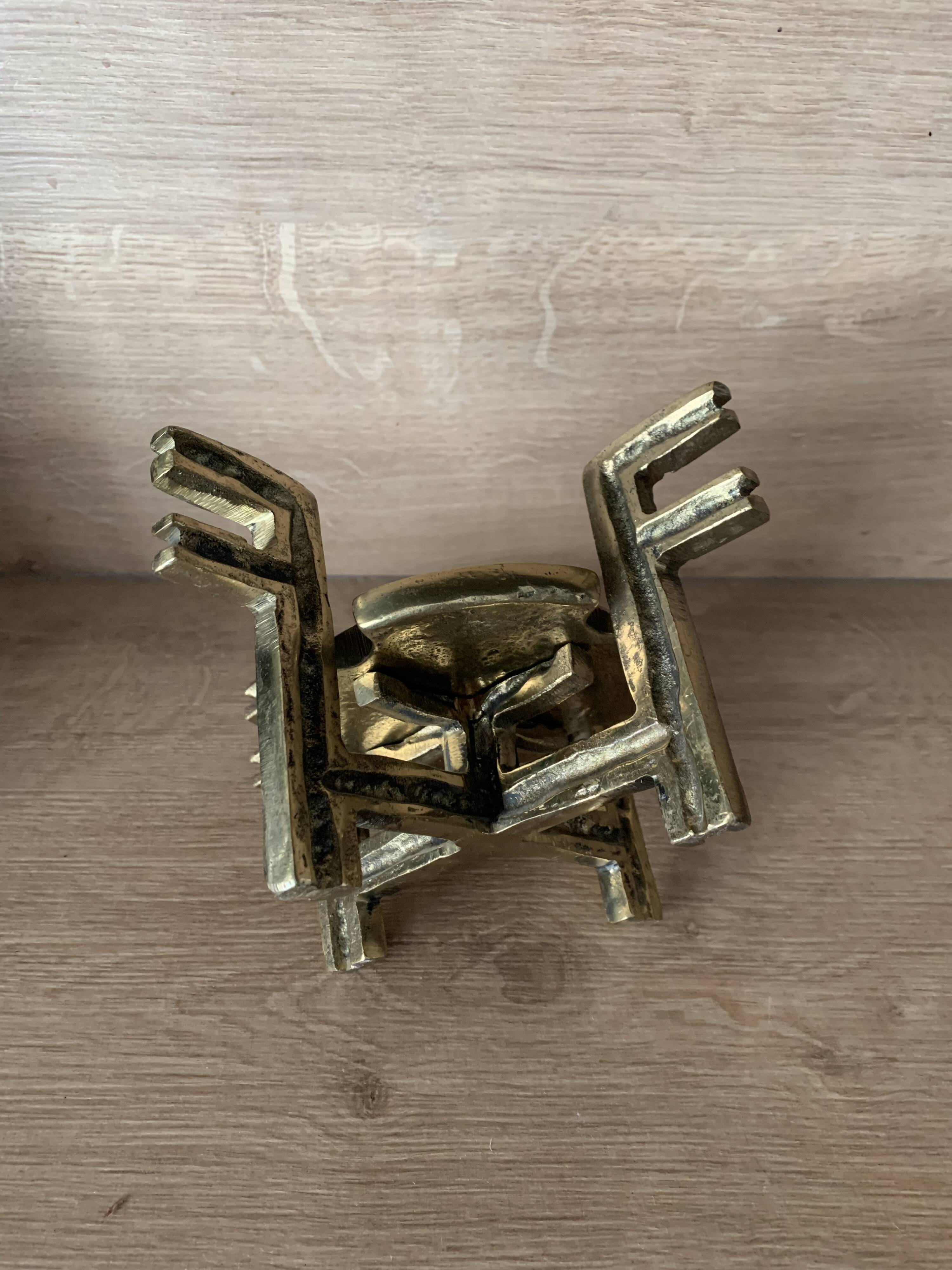 Brutalist bronze candleholder, 1970s