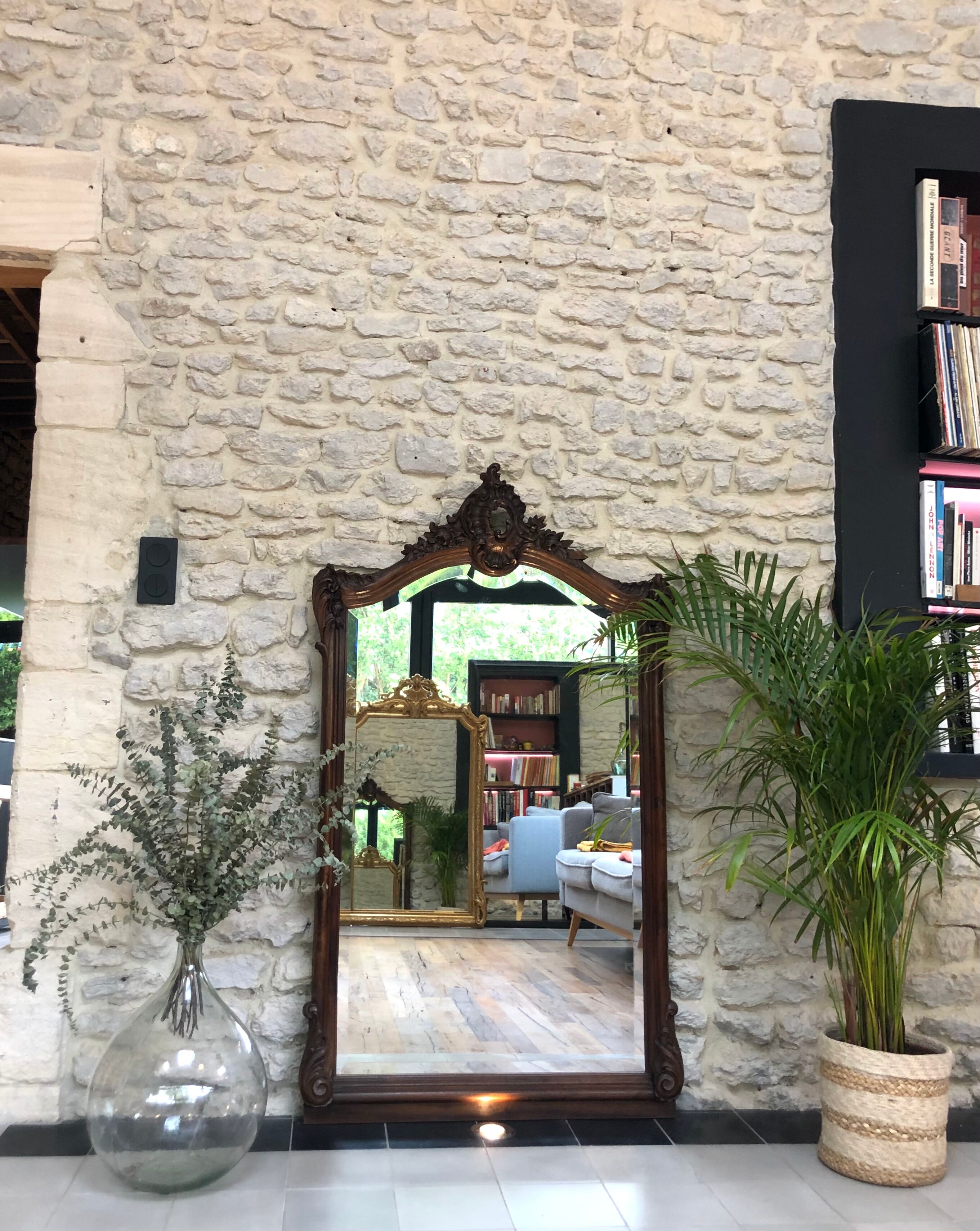 Louis-Philippe wooden mirror, pediment, beveled ice 150x86cm