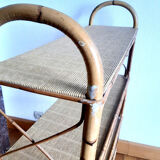 Rattan shelf on feet, vintage work 1960
