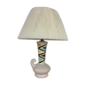 Ceramic lamp 60s and lampshade white wool