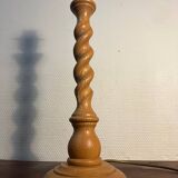 English turned wood twist lamp base from the 60s