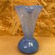 Antique Blown Glass Vase Blue Speckled White Corolla Neck Vintage