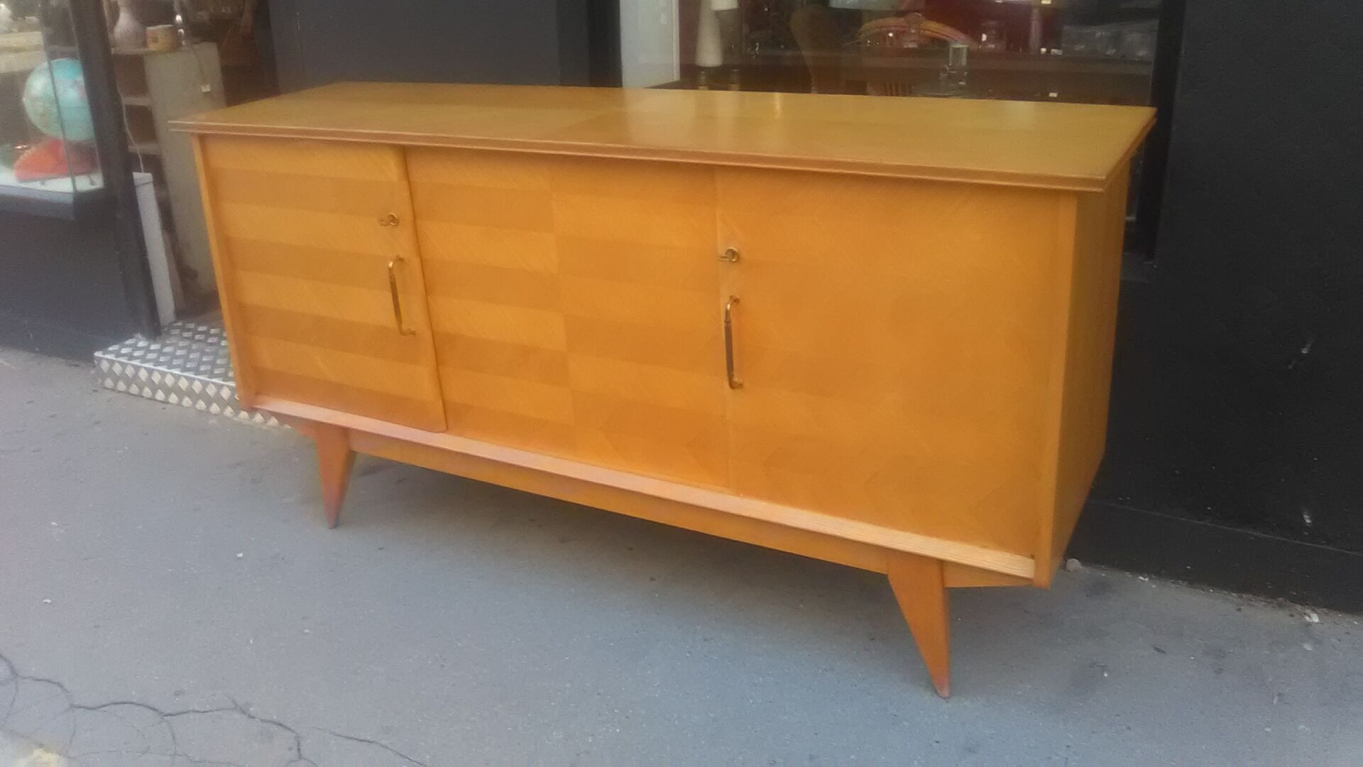 Vintage sideboard 1950 oak foot compass