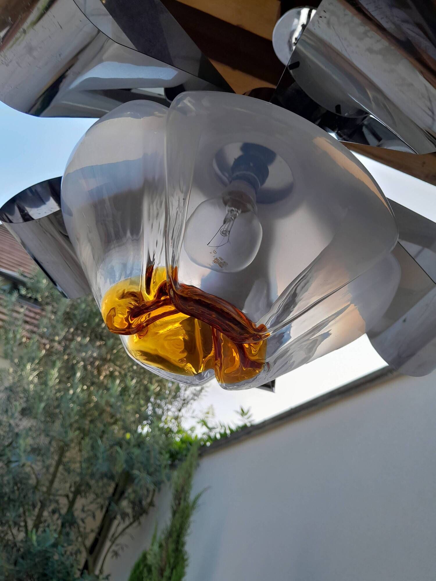 Suspension Mazzega Murano in metal chrome
