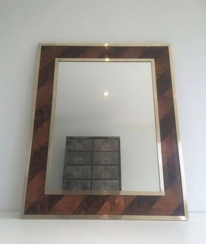 Mirror in wood and brass marquetry