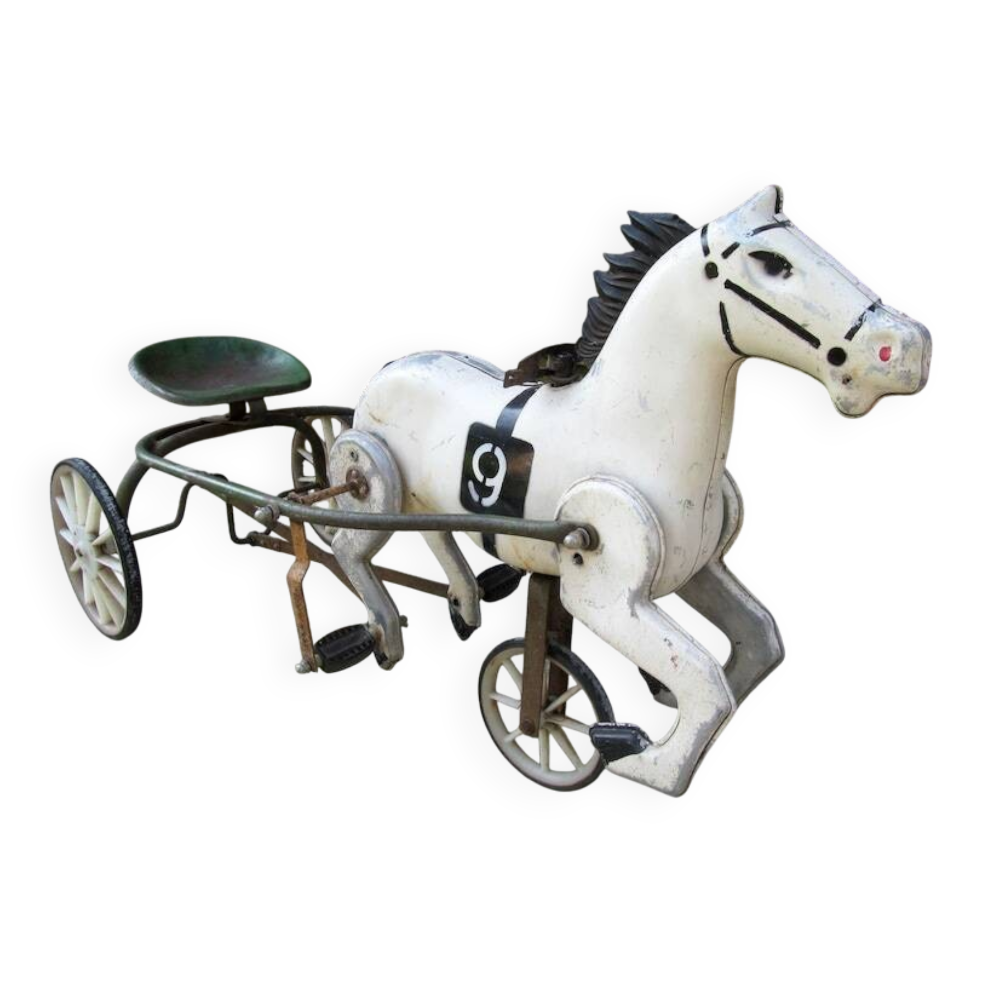 Soviet USSR childs pedal horse car antique vintage childs toy treasure 1950