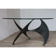 Table basse vintage "Hélice" en acier et verre, 1970