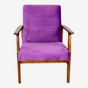 Chaise longue vintage en velours violet, années 1970