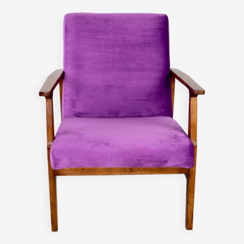 Vintage Violet Velvet Lounge Chair, 1970s