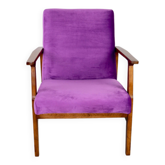 Vintage Violet Velvet Lounge Chair, 1970s
