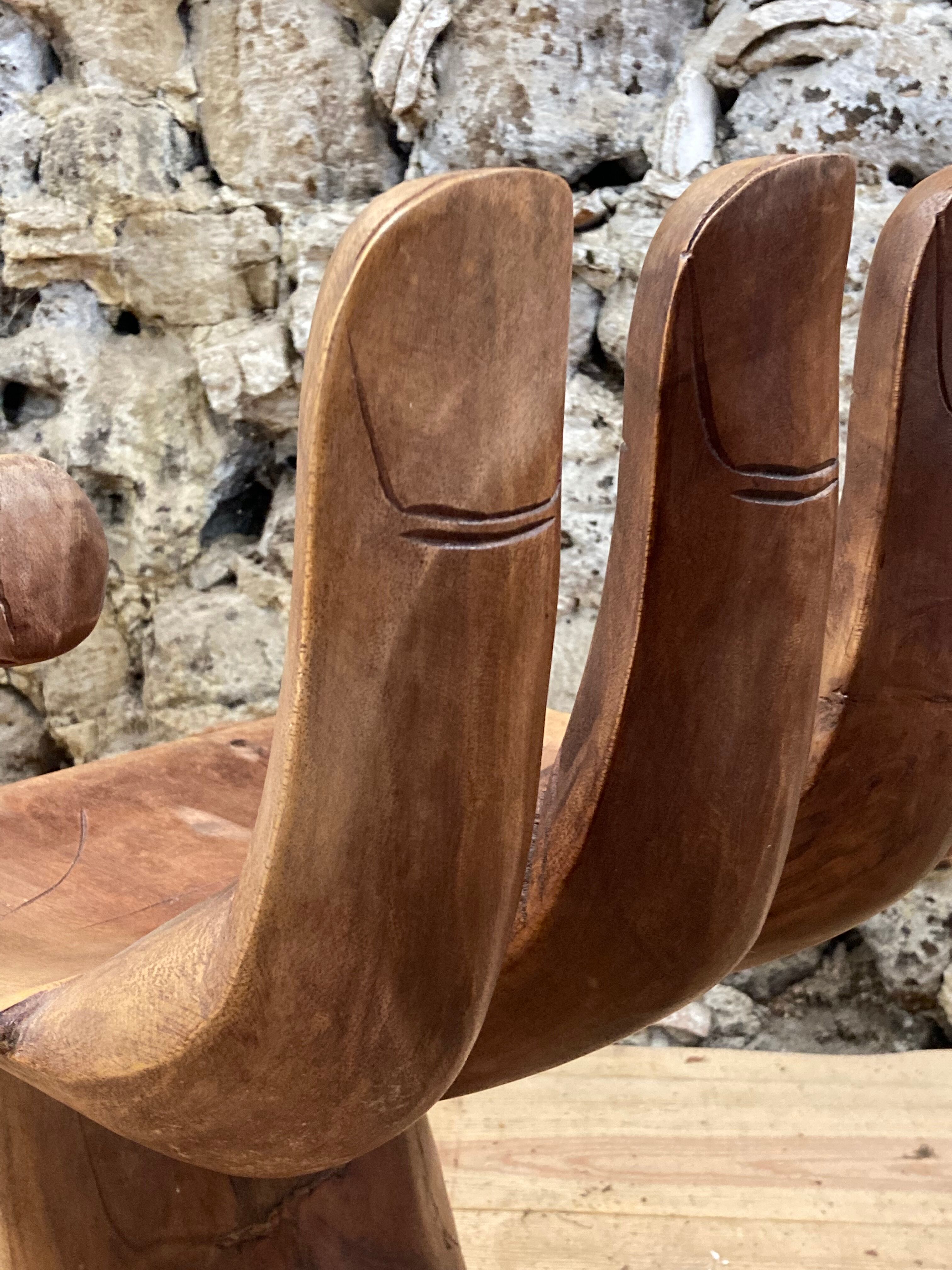 Unique vintage exotic wood hand chair, 70s
