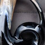 Art Pottery Vase Serpent Stoneware Flame Large Fire Signed: Verdelais.