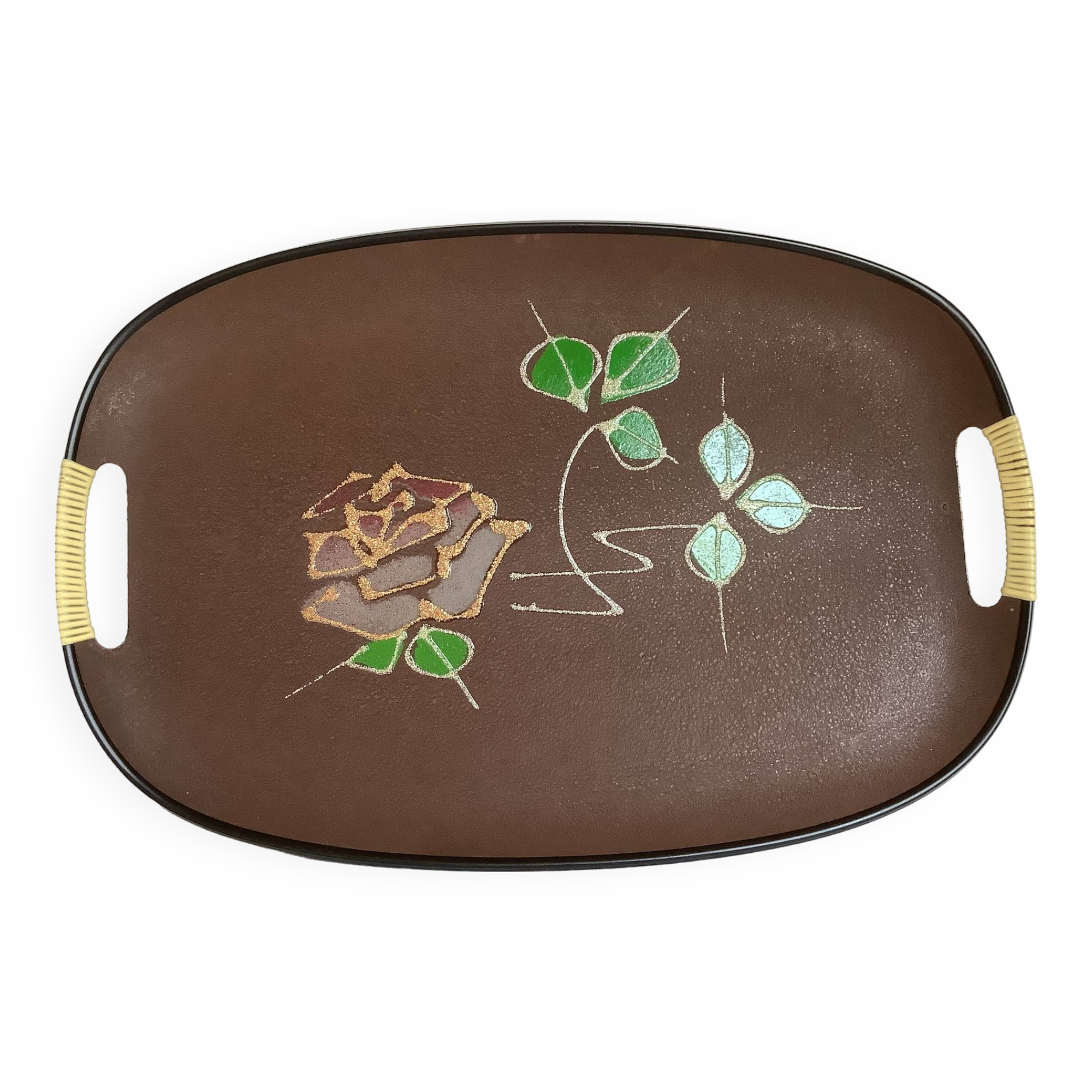 Glittery flower tray with handles scoubidou japan