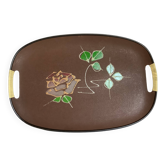 Plateau fleurs pailletées poignées scoubidou