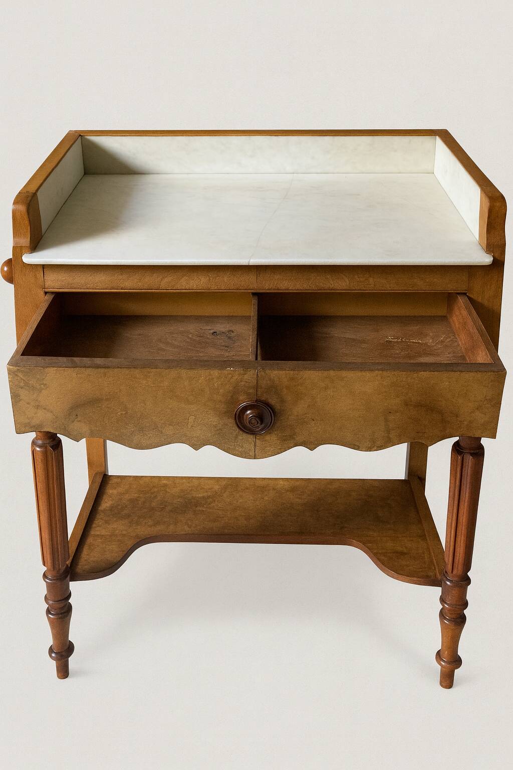 Antique bathroom cabinet in wood and marble – late 19th / early 20th century