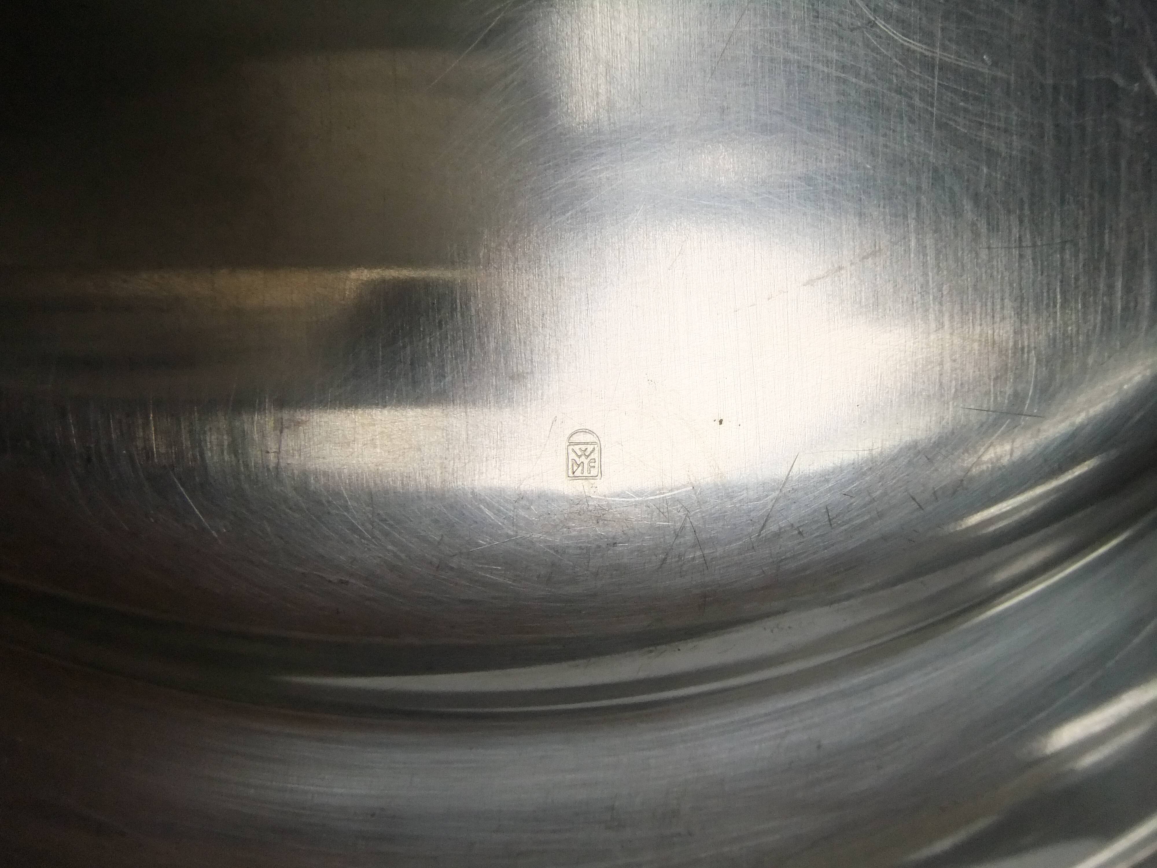 Round table service table tray Silver metal punch WMF