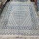 Traditional white and blue margoum carpet woven hands in pure wool