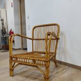 Vintage rattan armchair 60s