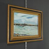 Painting “Petit Port Breton”, signed J.J Duboc – 1980