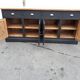 Industrial buffet four doors and four drawers black handles brushed brass patina