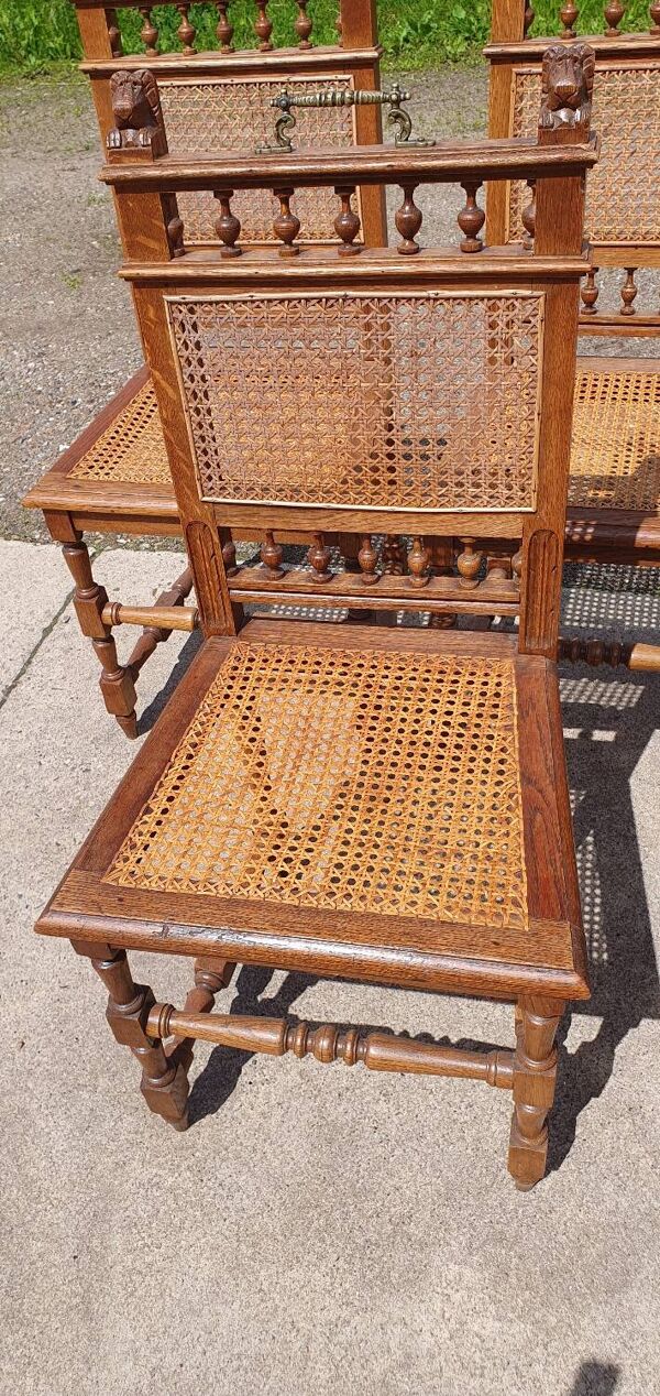 Ensemble ancien 6 - chaise en osier en chêne