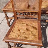 Antique set 6 - cane chair oak