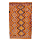6x9 Orange & Balck Handmade Tribal Vintage Kilim Rug