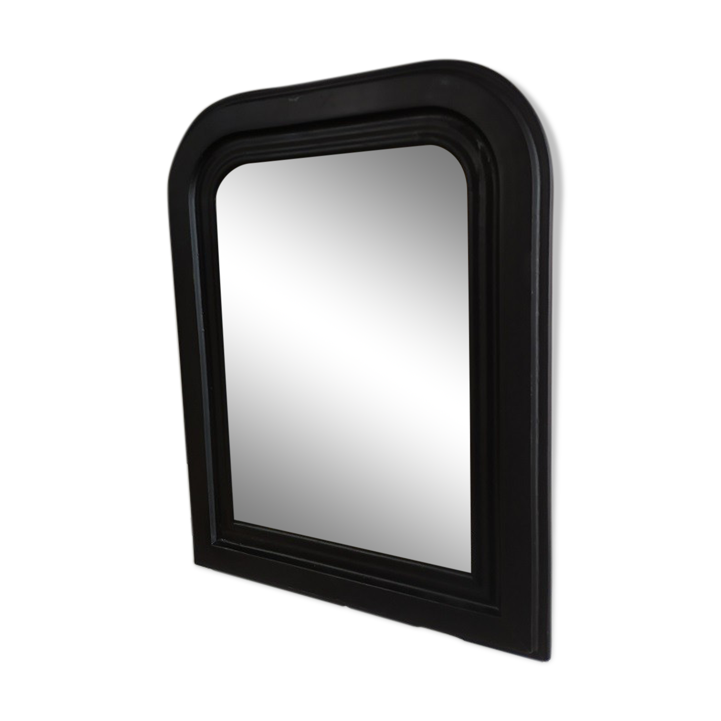 Mirror old plaster Frame matte black wood 41x53cm