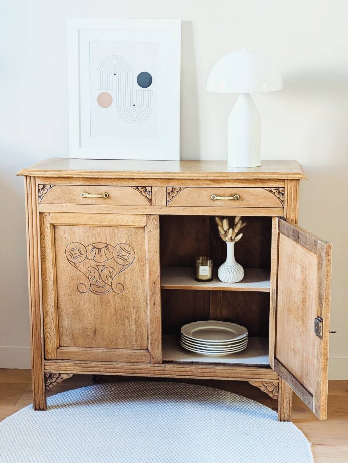 Parisian Art Deco sideboard in renovated oak