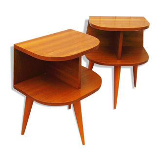Pair of bedside tables in varnished wood 60