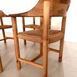 Rainer Daumiller Dining Chairs in Pine and Paper Cord, 1970s