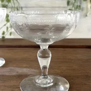 Champagne coupes etched set of 4