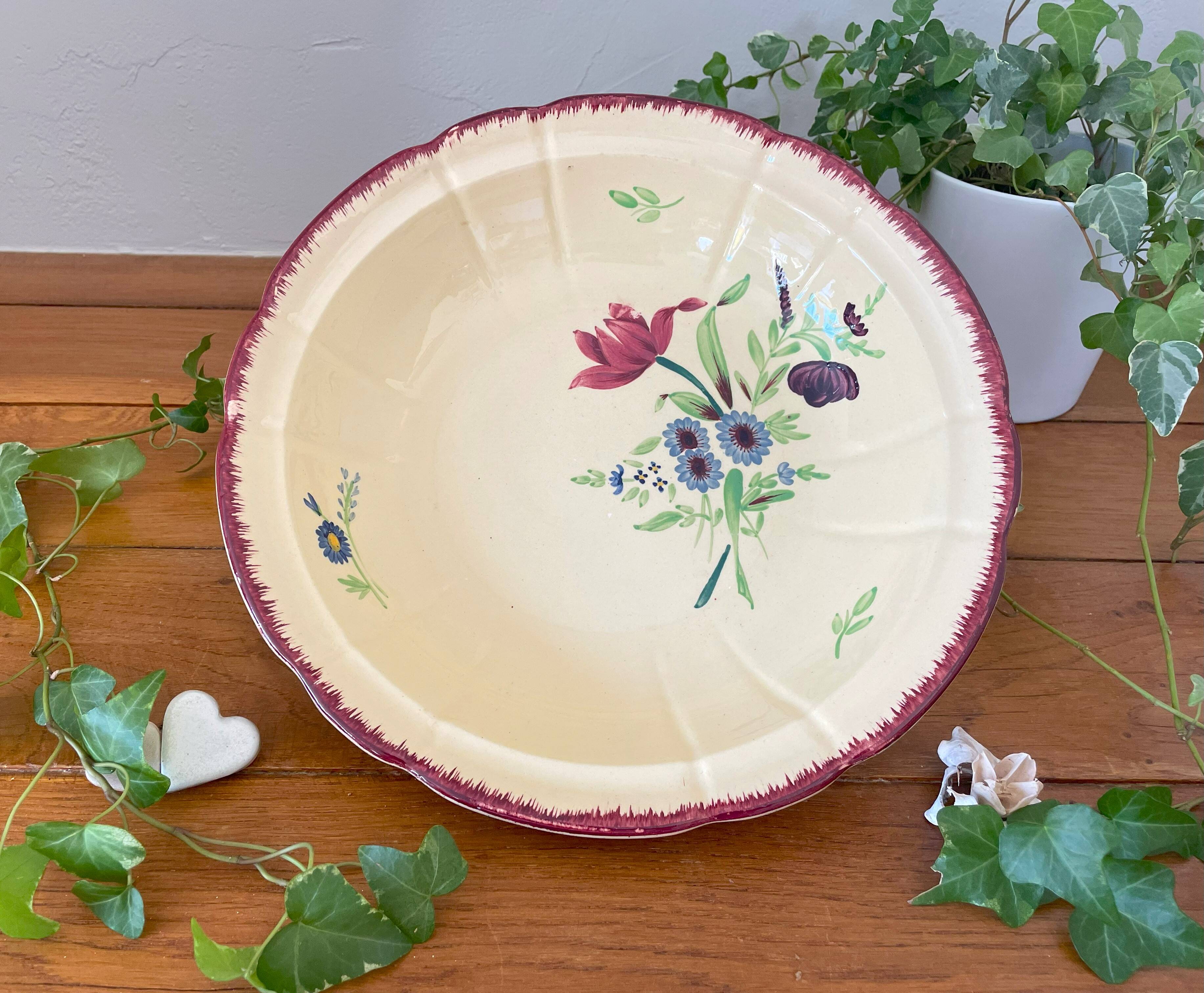 Antique earthenware salad bowl from pexonne (lorraine)