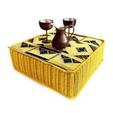 Turkish yellow floor sofa table, bohemian pouf