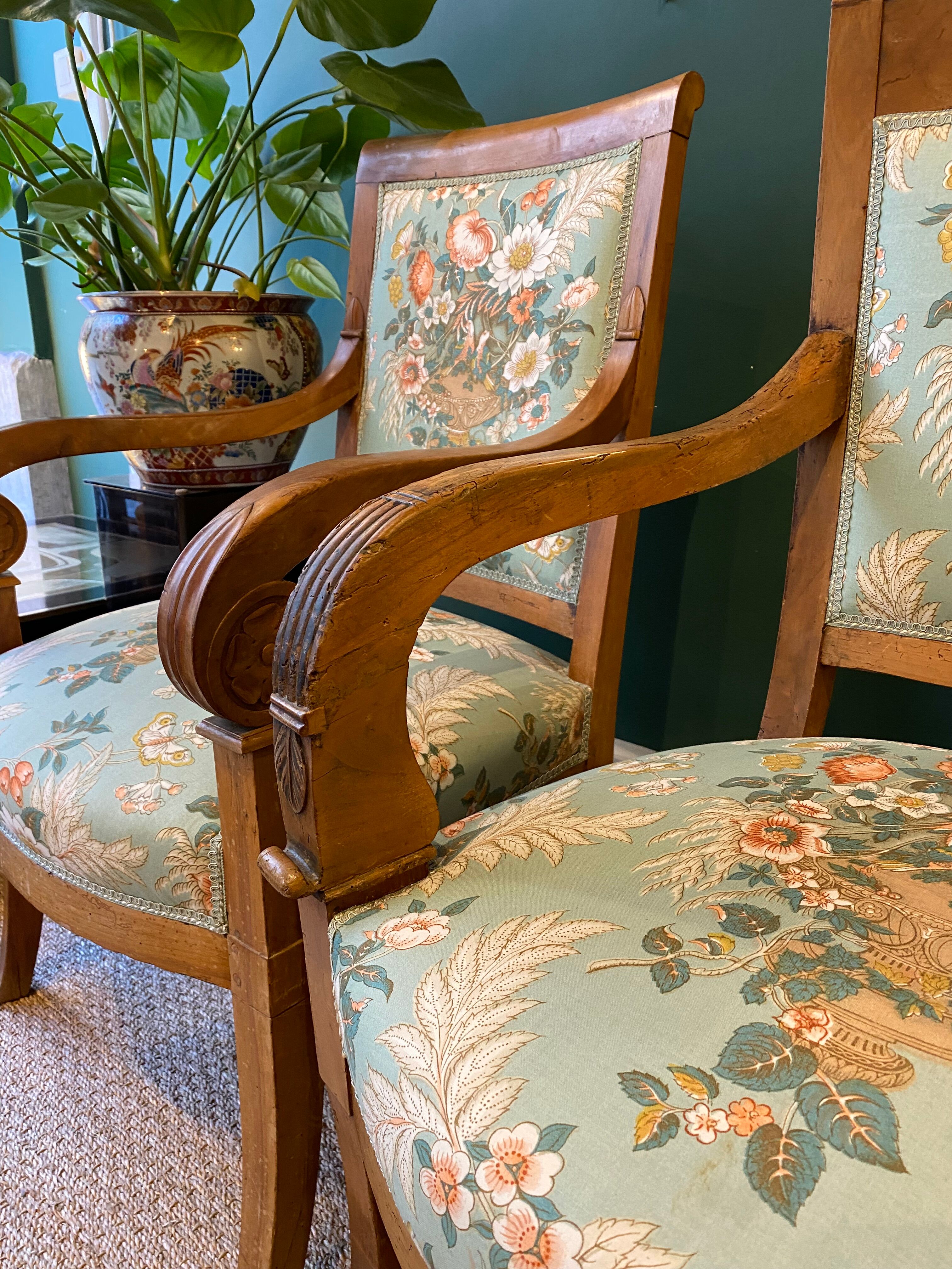 Suite of three antique armchairs