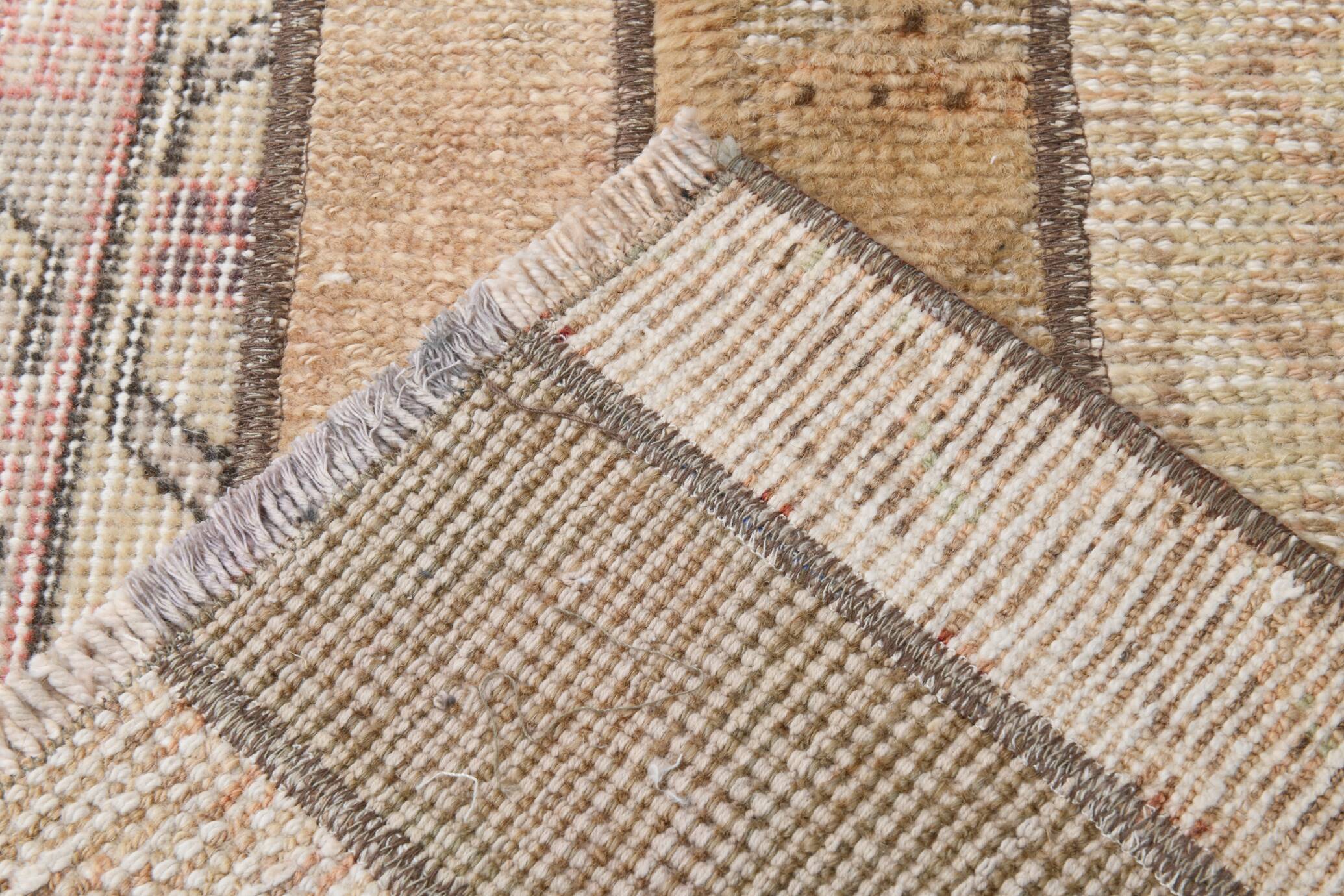 2x9 Soft Pastel Brown & Beige Turkish Runner Rug, 61x266Cm SK 21389