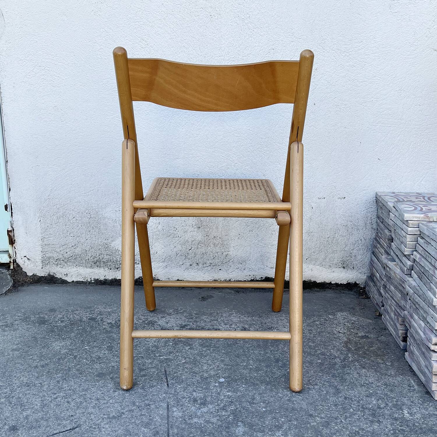 Vintage cane folding chair 80 Habitat