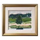 « Green Grove » peinture à l’huile de paysage suédoise vintage, encadrée