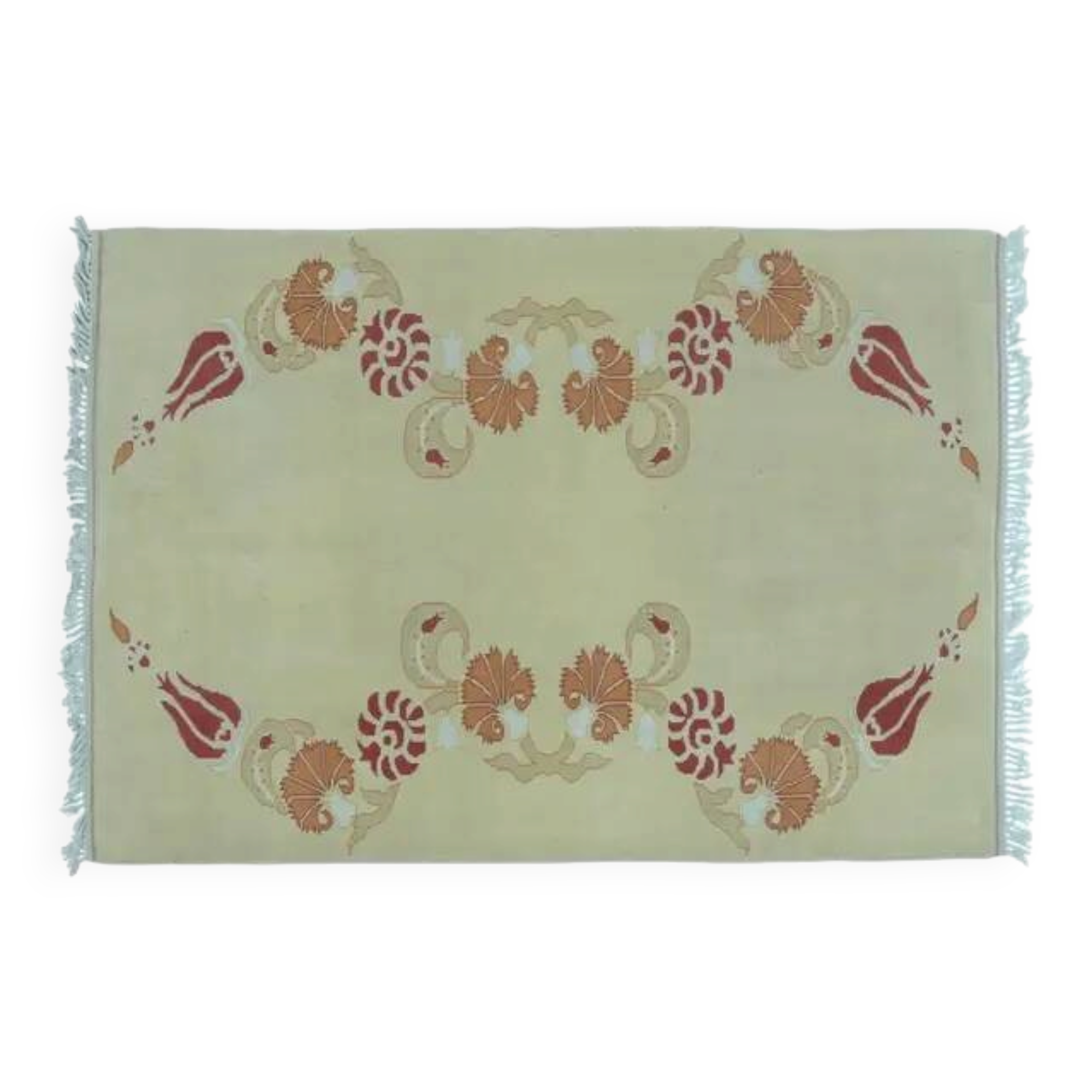 1970s Vintage Turkish Handmade Wool & Cotton Beige Area Rug 160x231